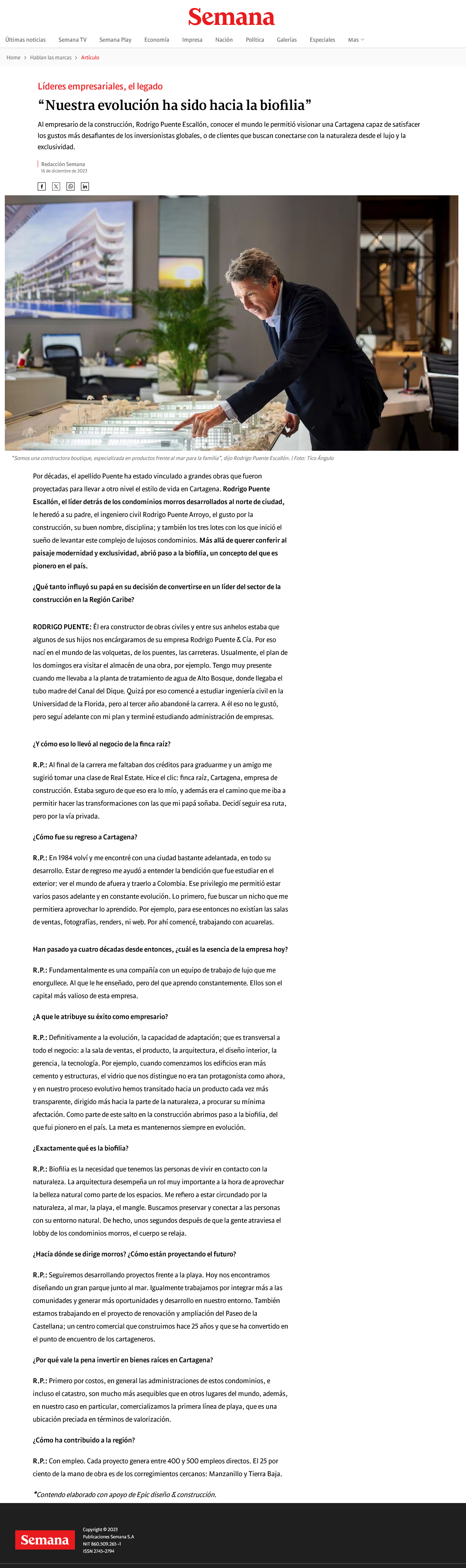 Nuestra evolución ha sido hacia la biofilia